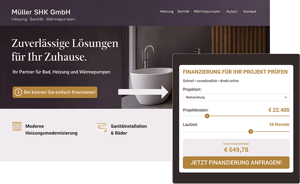 Partner Website mit KredPal Finanzierungsrechner